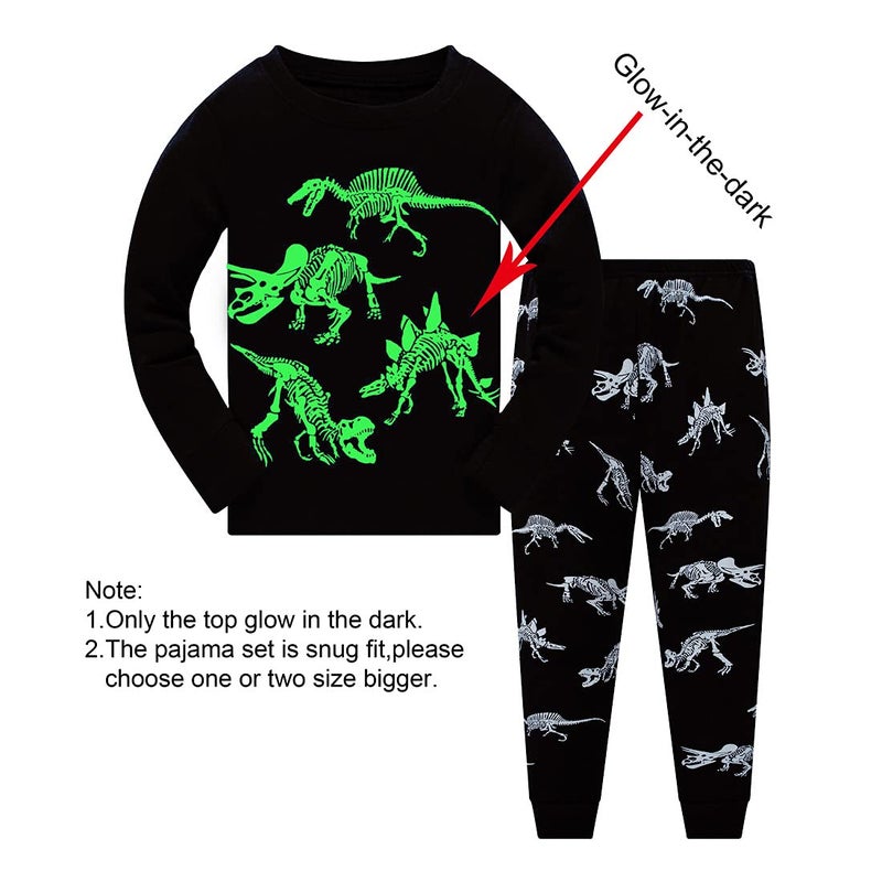 Popshion Little Boys Pajamas Sets Glow in Dark Dinosaur Sleepwear 100% Cotton Pjs 2 Piece Toddler Clothes Kids 7t - Image 3